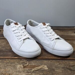 Frye Gia Low Lace White Peppled Leather Sneakers w/Brown Accents. 8.5m